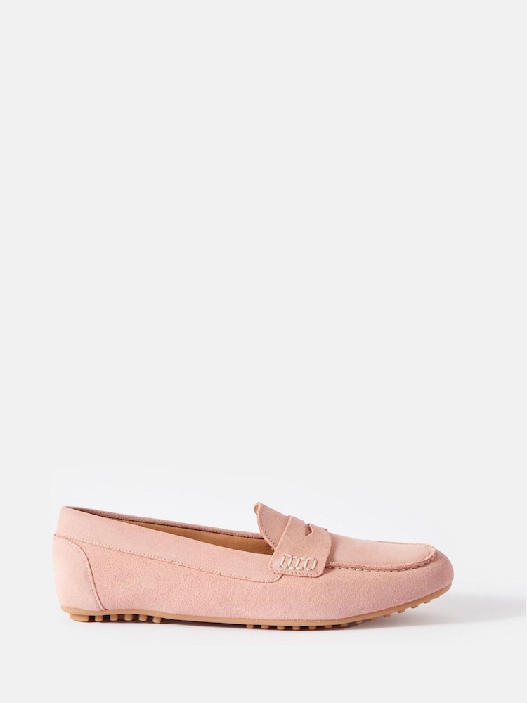 Mint Velvet Pink Bethan Suede Loafers - Image 1 of 4 Mint Velvet Pink Bethan Suede Loafers - Image 1 of 4