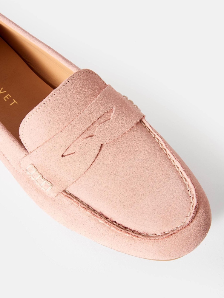 Mint Velvet Pink Bethan Suede Loafers - Image 2 of 4 Mint Velvet Pink Bethan Suede Loafers - Image 2 of 4