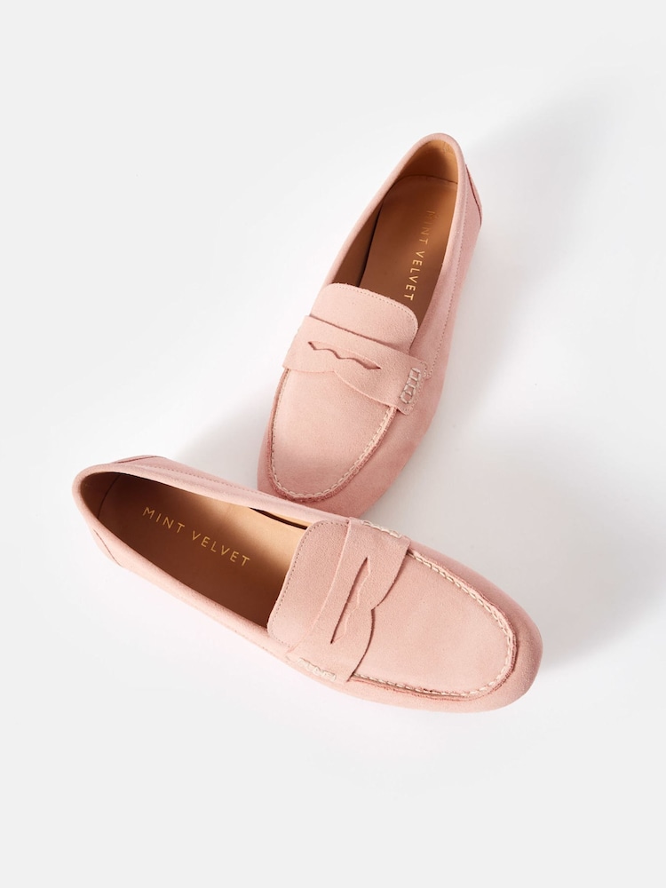 Mint Velvet Pink Bethan Suede Loafers - Image 3 of 4