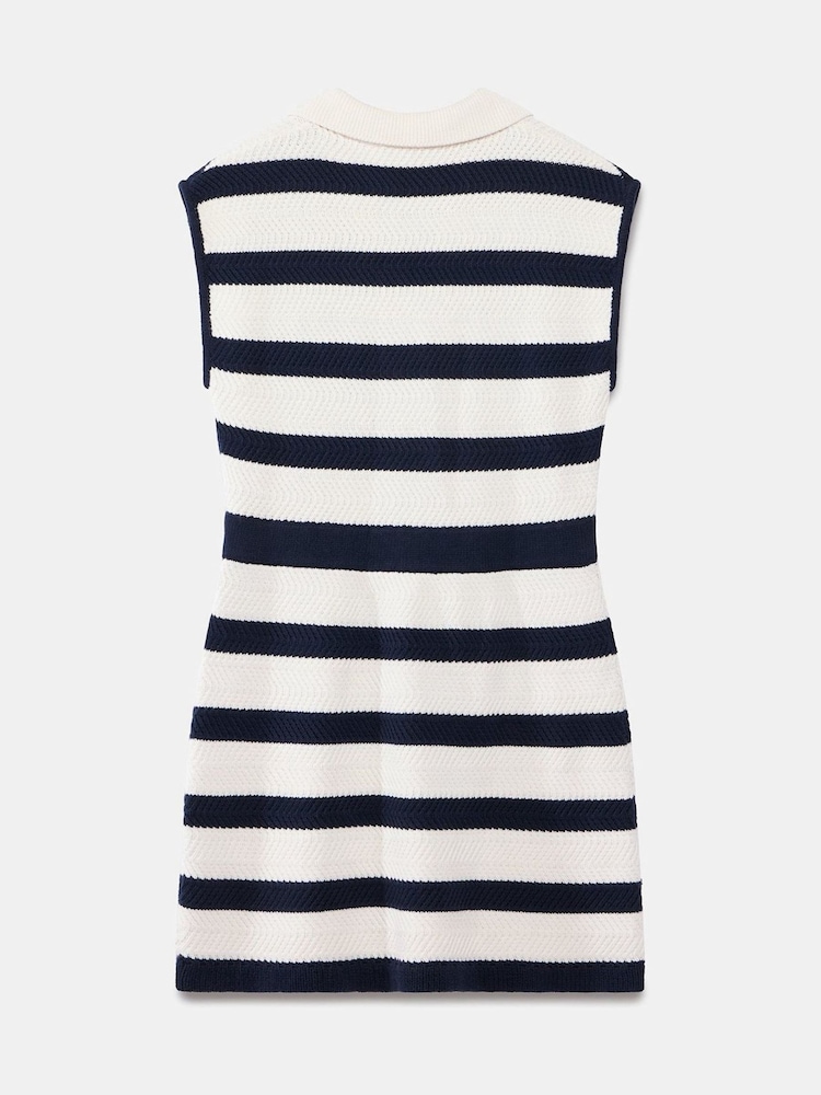 Mint Velvet Navy Stripe Knit Mini Dress - Image 8 of 8