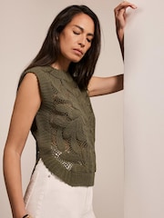 Mint Velvet Brown Knit Tank Top - Image 1 of 8
