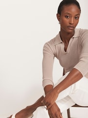 Mint Velvet Cream Embellished Collar Top - Image 3 of 8