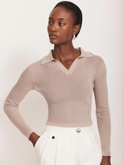 Mint Velvet Cream Embellished Collar Top - Image 5 of 8