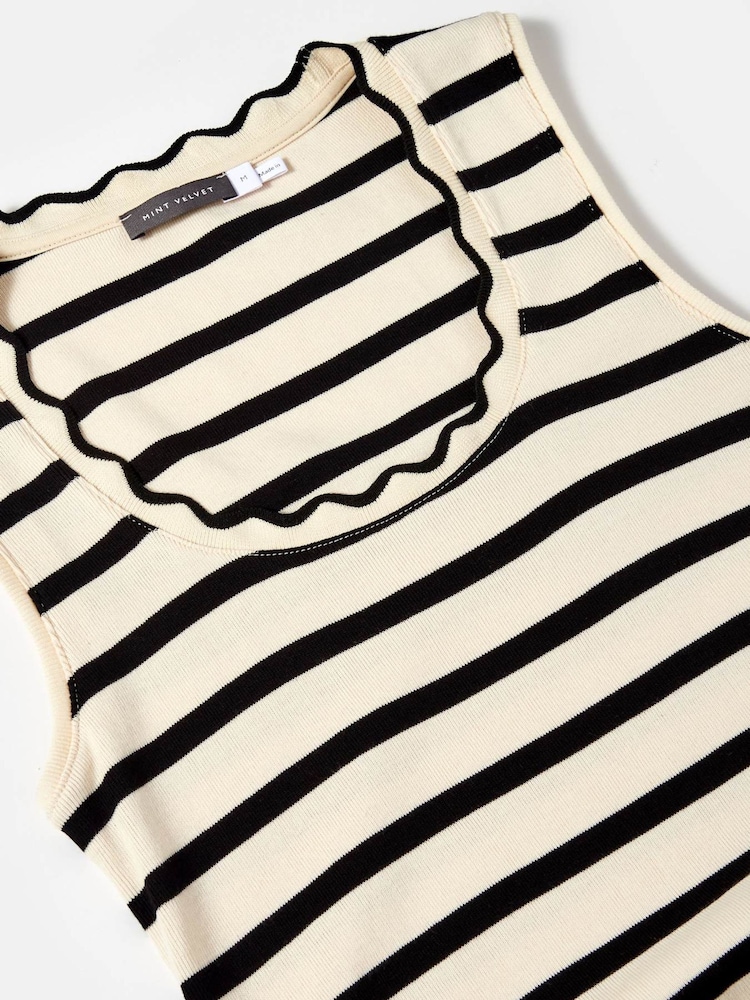 Mint Velvet Cream Jersey Striped 100% Cotton Midi Dress - Image 3 of 9