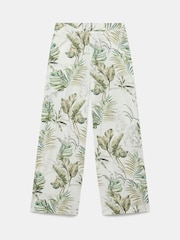 Mint Velvet Green 100% Cotton Wide Palm Print Trousers - Image 5 of 6