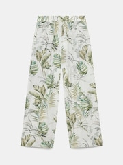 Mint Velvet Green 100% Cotton Wide Palm Print Trousers - Image 6 of 6