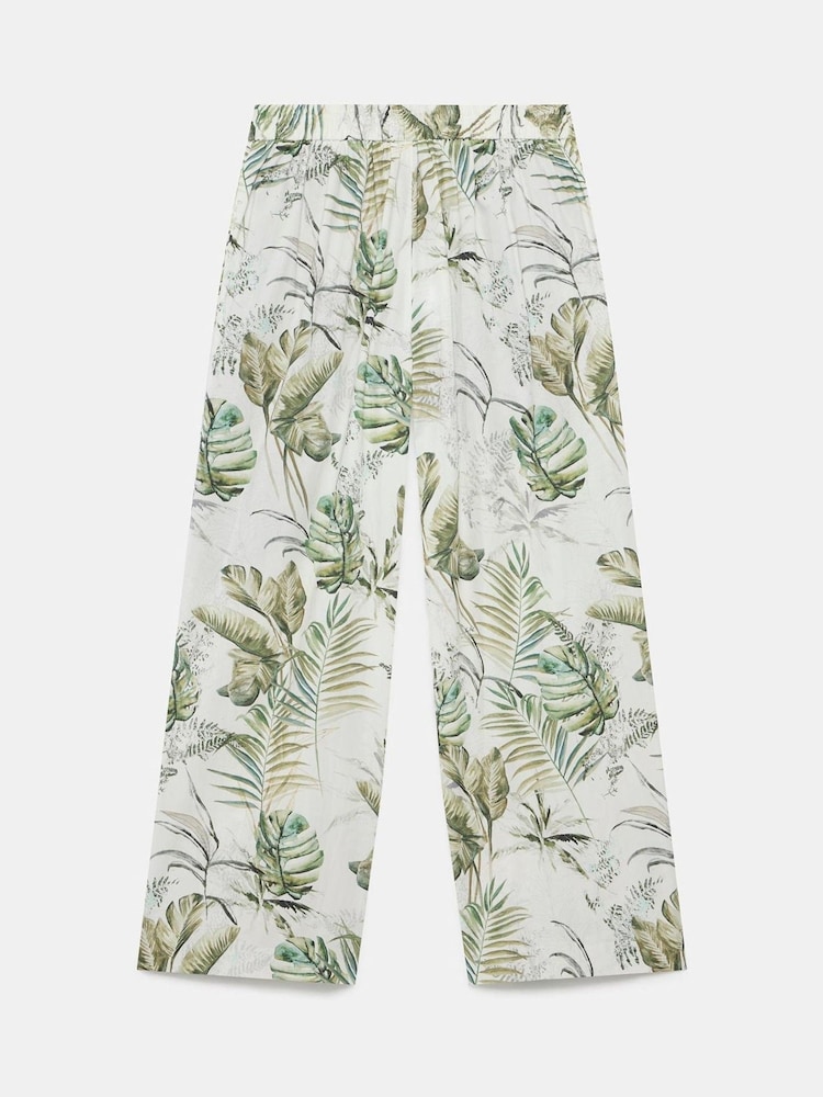 Mint Velvet Green 100% Cotton Wide Palm Print Trousers - Image 6 of 6 Mint Velvet Green 100% Cotton Wide Palm Print Trousers - Image 6 of 6