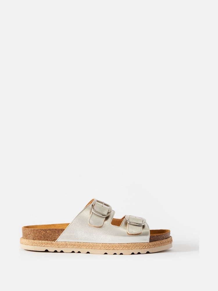 Mint Velvet Silver Hannah Two Strap Sliders - Image 1 of 4