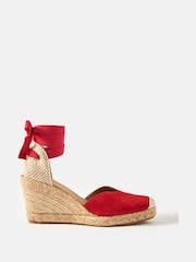 Mint Velvet Red Espadrille Tie Wedges - Image 1 of 4