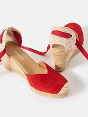 Mint Velvet Red Espadrille Tie Wedges - Image 4 of 4