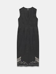 Mint Velvet Black Embroidered 100% Linen Midi Dress - Image 8 of 8