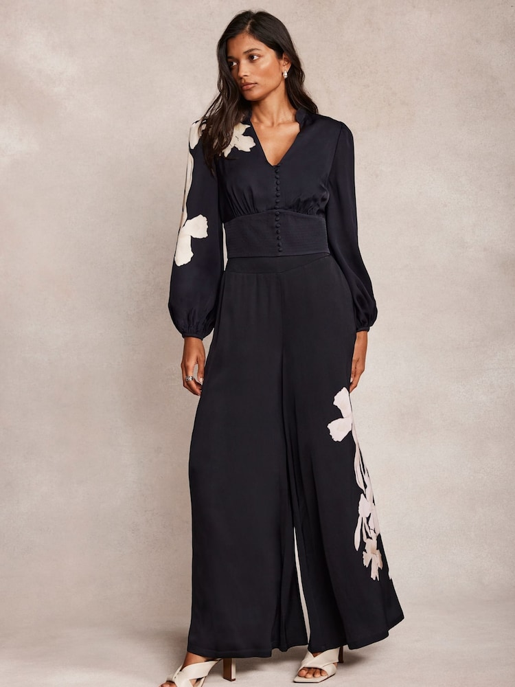 Mint Velvet Blue Floral Print Wide Trousers - Image 1 of 8