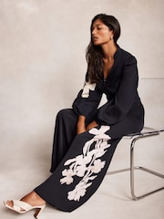 Mint Velvet Blue Floral Print Wide Trousers - Image 2 of 8