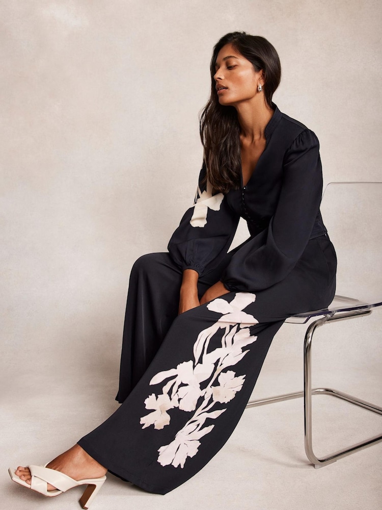 Mint Velvet Blue Floral Print Wide Trousers - Image 2 of 8