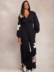 Mint Velvet Blue Floral Print Wide Trousers - Image 3 of 8