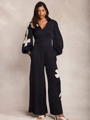 Mint Velvet Blue Floral Print Wide Trousers - Image 5 of 8