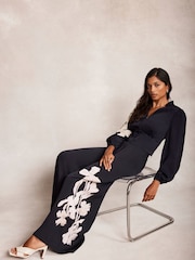 Mint Velvet Blue Floral Print Wide Trousers - Image 6 of 8