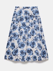 Mint Velvet Blue Floral Print 100% Cotton Midi Skirt - Image 7 of 7