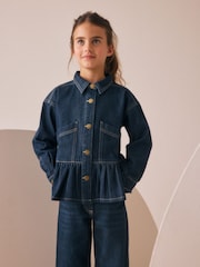 Indigo Blue Peplum Hem Denim Jacket (3-16yrs) - Image 1 of 9