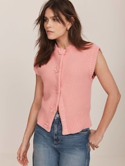 Mint Velvet Pink Knit Waistcoat - Image 2 of 8