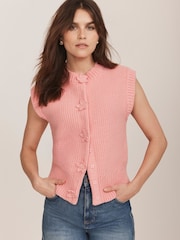 Mint Velvet Pink Knit Waistcoat - Image 5 of 8