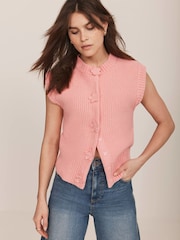 Mint Velvet Pink Knit Waistcoat - Image 6 of 8