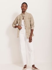 Mint Velvet Cream Washed Utility Denim 100% Cotton Jacket - Image 6 of 8