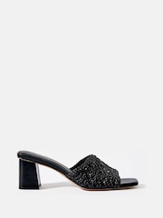 Mint Velvet Black Jay Woven Block Heel Mules - Image 2 of 5