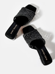 Mint Velvet Black Jay Woven Block Heel Mules - Image 4 of 5