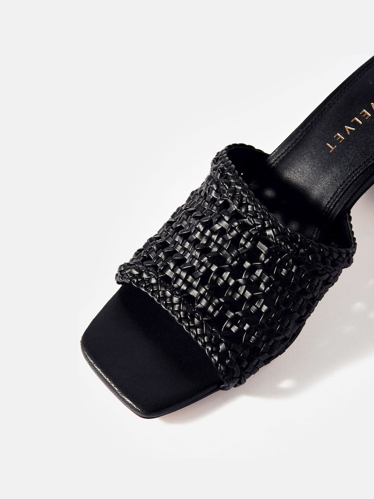 Mint Velvet Black Jay Woven Block Heel Mules - Image 5 of 5