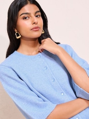 Friends Like These Blue Short Sleeve Button Cardigan - Image 2 of 4