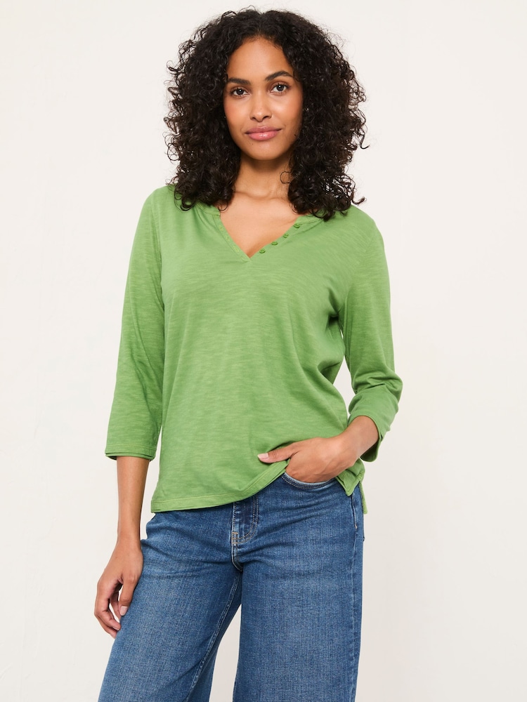 FatFace Aster Green 3/4 Sleeve T Shirt - Image 1 of 4