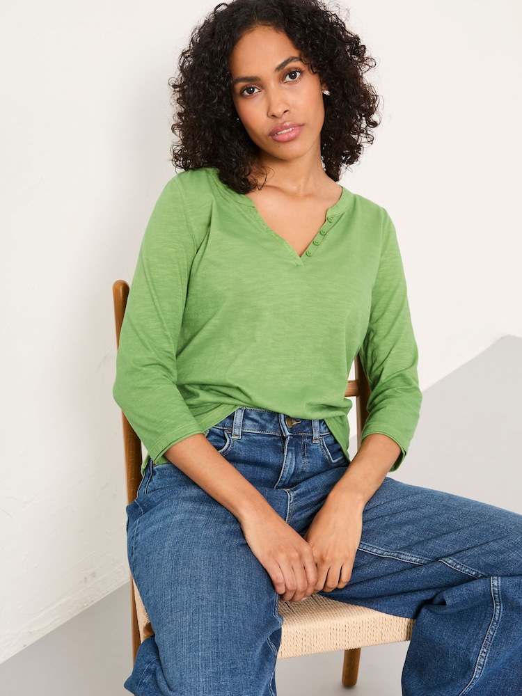 FatFace Aster Green 3/4 Sleeve T Shirt - Image 4 of 4