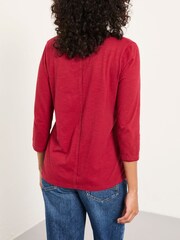 FatFace Aster Red 3/4 Sleeve T Shirt - Image 2 of 4