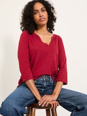 FatFace Aster Red 3/4 Sleeve T Shirt - Image 4 of 4
