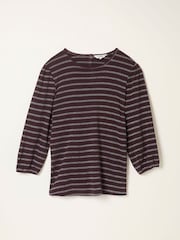 FatFace Leni Purple Sparkle Stripe Top - Image 1 of 1