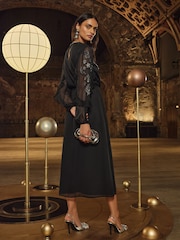 Love & Roses Black Star Embellished Long Sleeve Midi Dress - Image 5 of 5