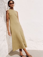 Khaki Green Maxi Jersey Dress - Image 1 of 4