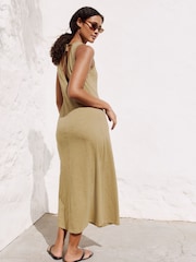 Khaki Green Maxi Jersey Dress - Image 2 of 4