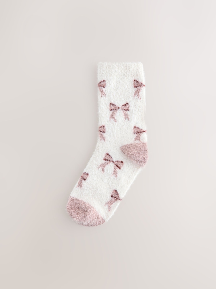 Pink Gingham/ Bows Superhairy Cosy Socks 2 Pack - Image 2 of 5 Pink Gingham/ Bows Superhairy Cosy Socks 2 Pack - Image 2 of 5