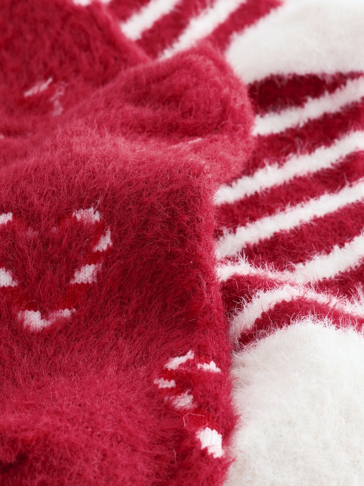 Red Candycane/Stripe Superhairy Cosy Socks 2 Pack - Image 5 of 5 Red Candycane/Stripe Superhairy Cosy Socks 2 Pack - Image 5 of 5