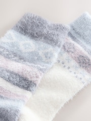 Black/Pastel Fairisle Superhairy Cosy Socks 2 Pack - Image 8 of 8