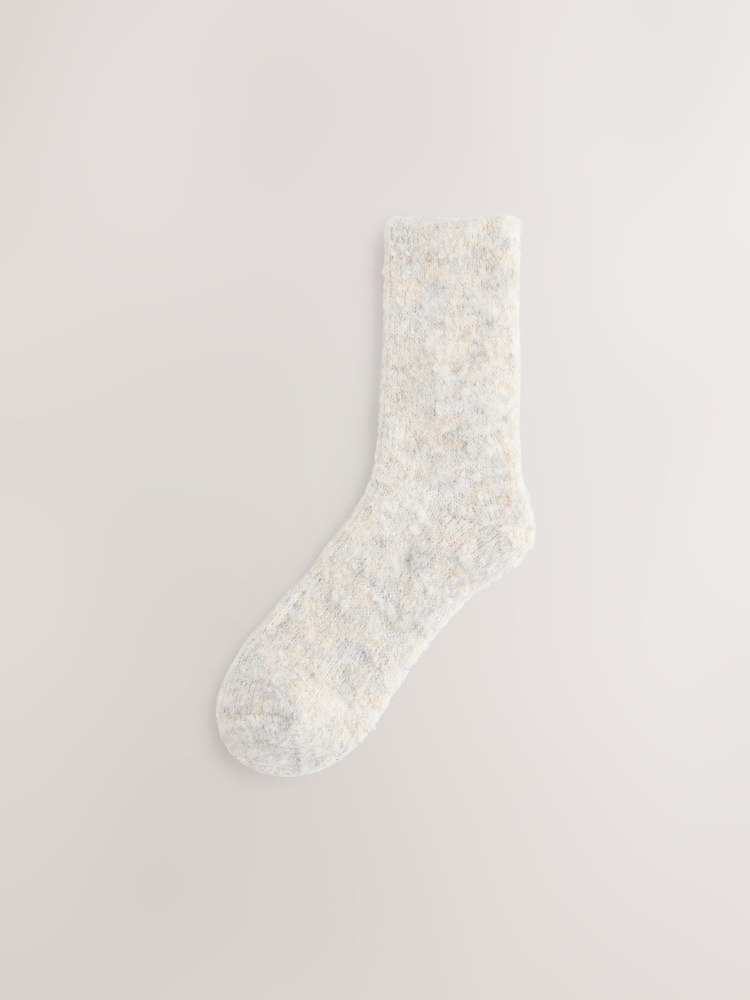 Chocolate Brown/Ecru Boucle Cosy Socks 2 Pack - Image 2 of 4