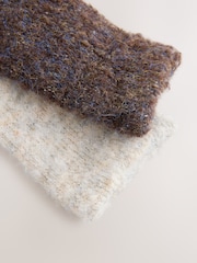 Chocolate Brown/Ecru Boucle Cosy Socks 2 Pack - Image 4 of 4