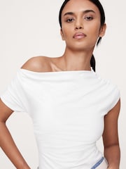 Banana Republic White Knit Off-Shoulder Top - Image 3 of 4