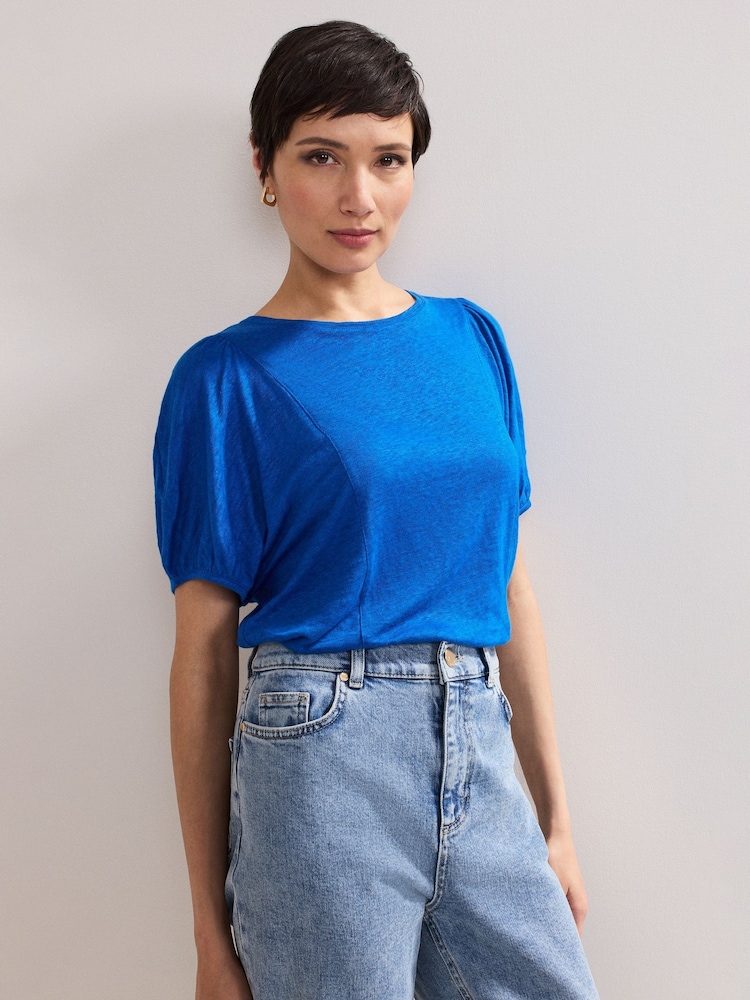 Phase Eight Blue Arabel 100% Linen Top - Image 1 of 6