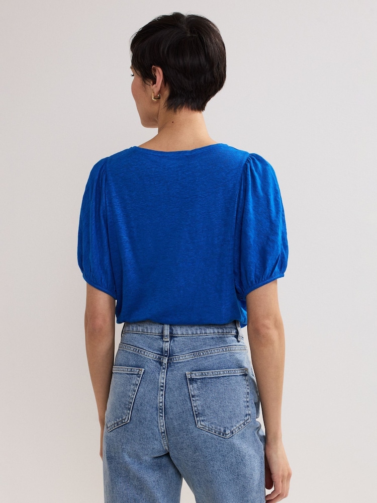 Phase Eight Blue Arabel 100% Linen Top - Image 2 of 6