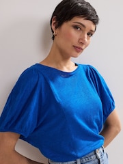 Phase Eight Blue Arabel 100% Linen Top - Image 4 of 6