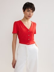 Phase Eight Red Lorenna Jersey 100% Cotton Top - Image 1 of 5