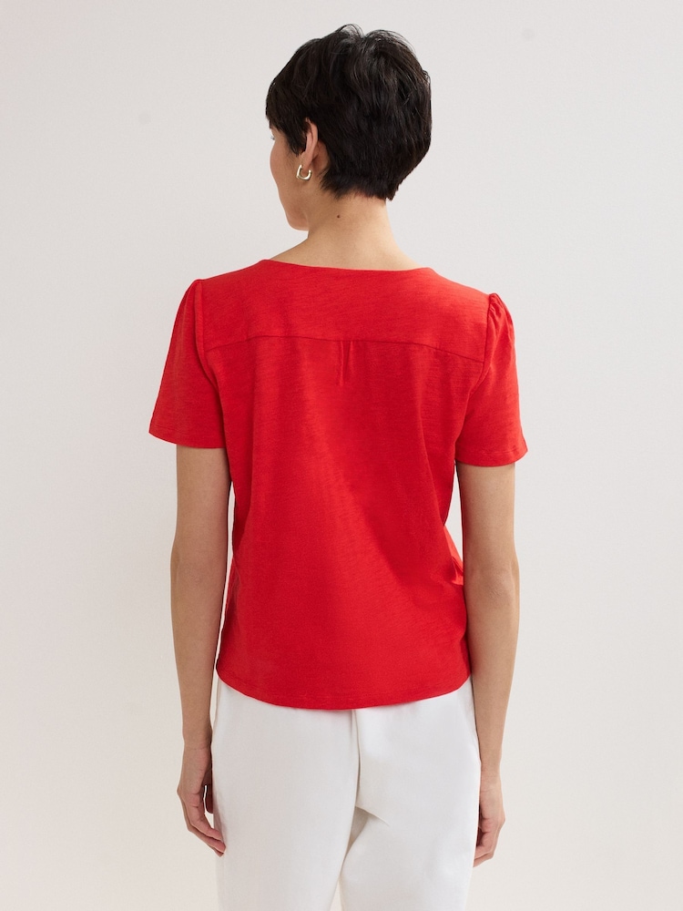 Phase Eight Red Lorenna Jersey 100% Cotton Top - Image 2 of 5